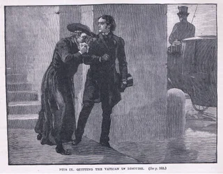 Pius IX quitting the Vatican in disguise